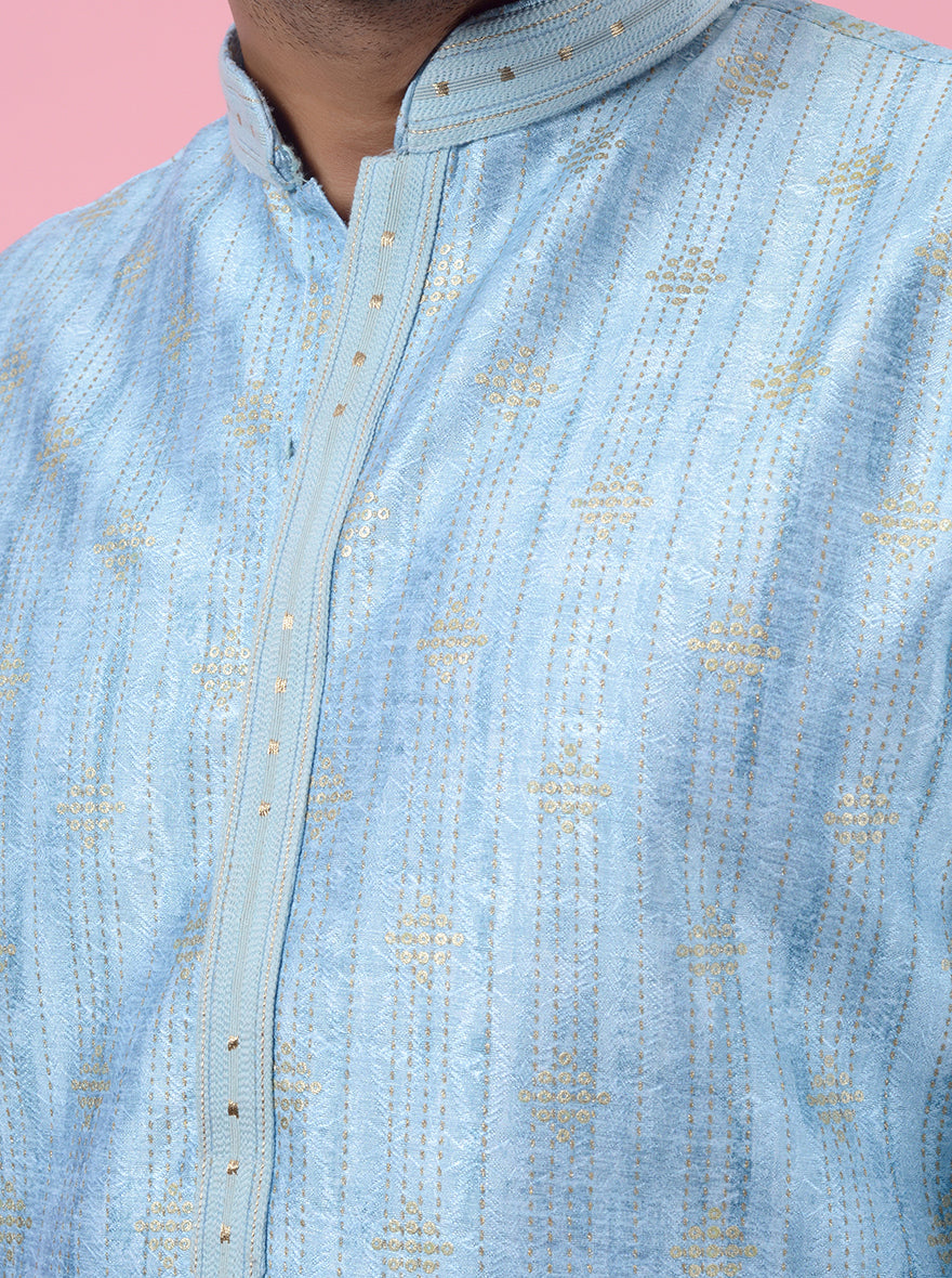 Perfect for special occasions, this Sea Blue Kurta Pajama adds a modern touch.