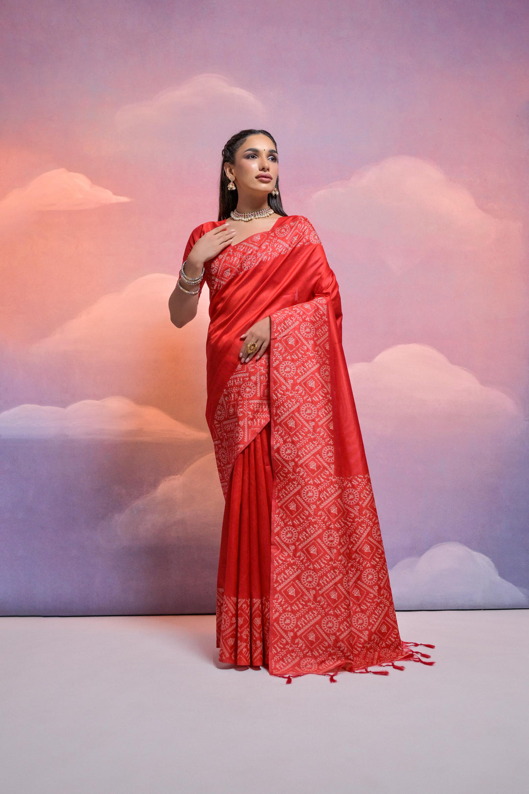 Warli pallu Banglori saree with fancy tassels and contrasting border