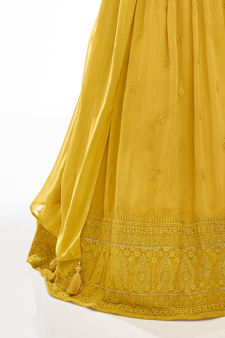 Mustard Georgette Lehenga | Elegant Lehenga Choli for Women