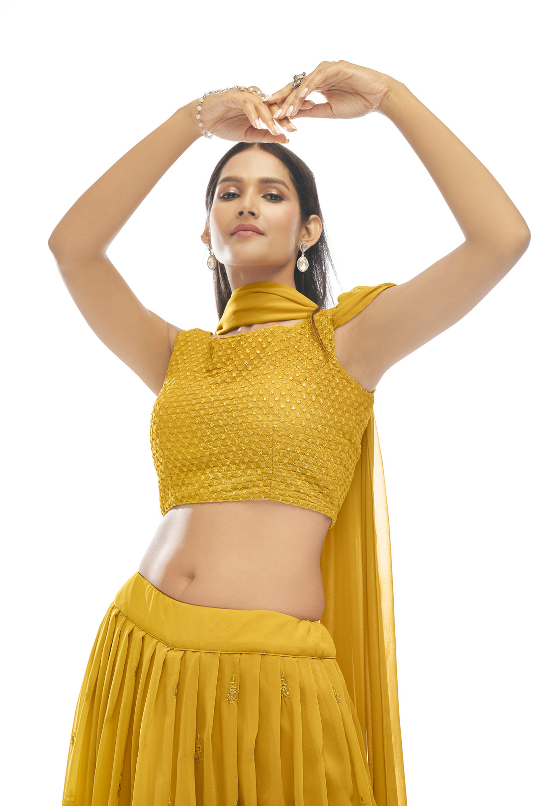 Mustard Georgette Lehenga | Elegant Lehenga Choli for Women