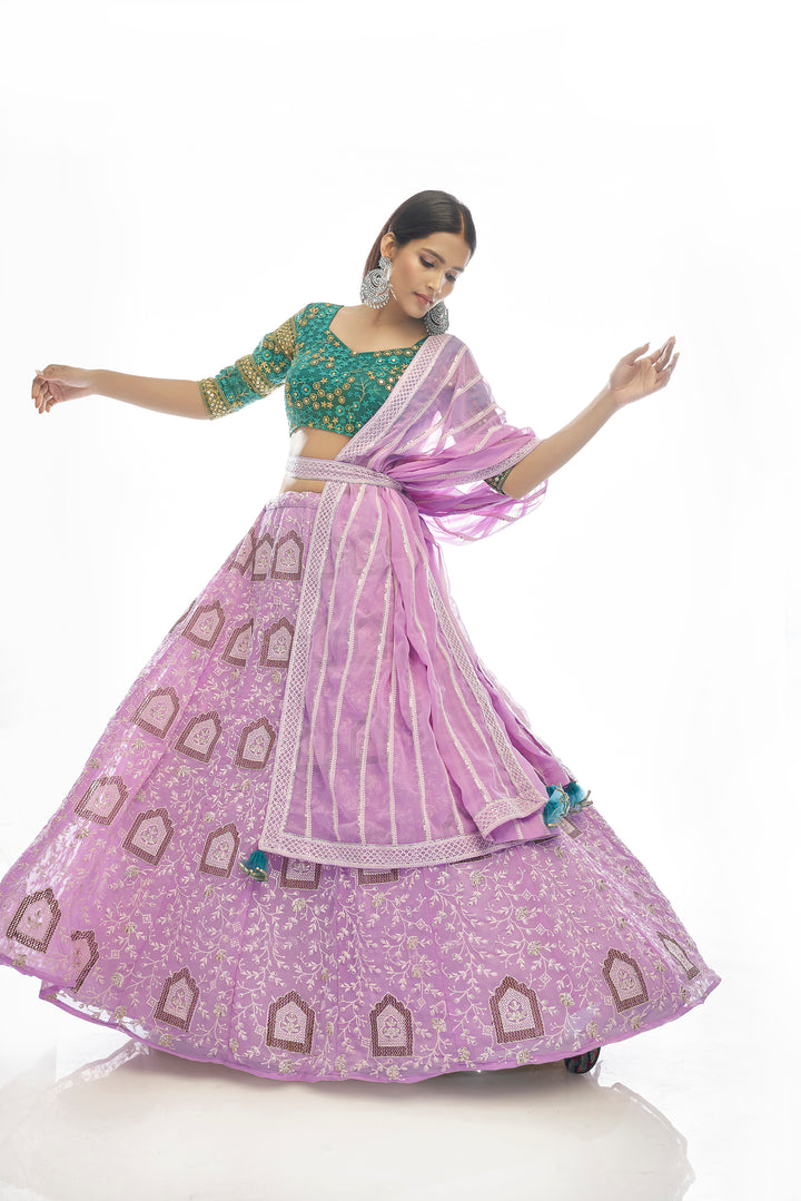 Elegant Light Purple Lehenga with Sequins | Wedding Lehenga Choli