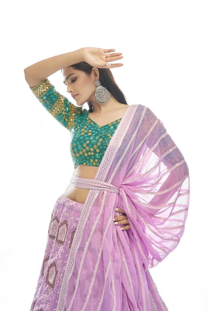 Elegant Light Purple Lehenga with Sequins | Wedding Lehenga Choli