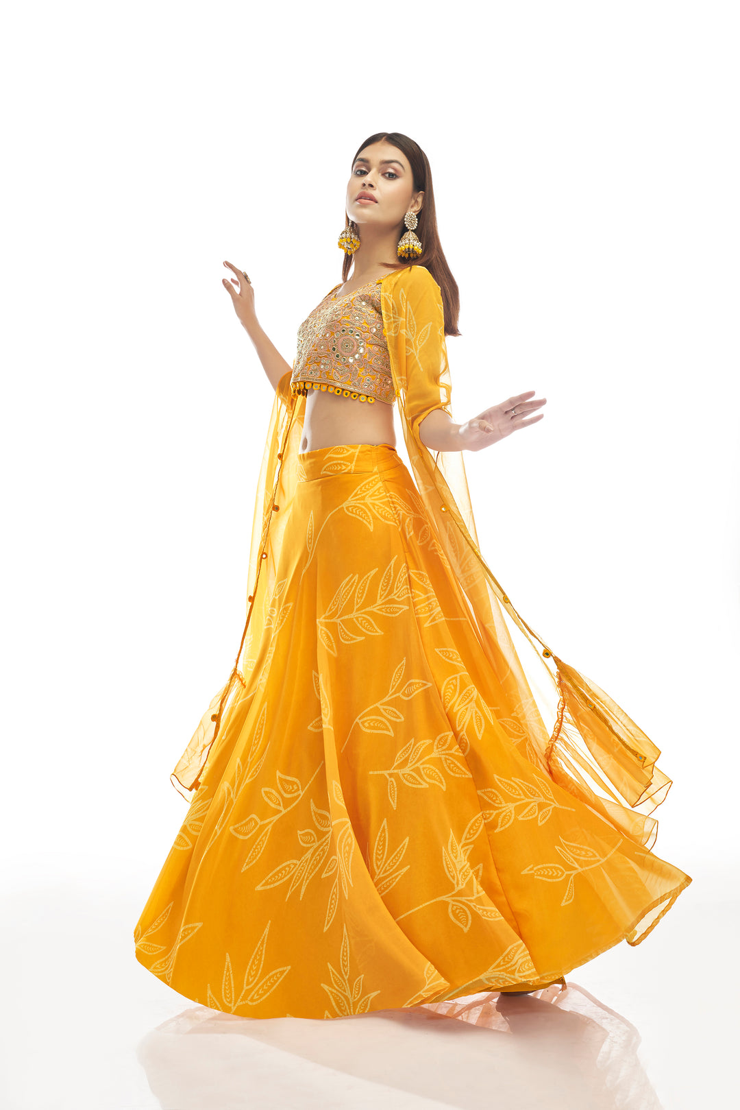 Elegant Yellow Lehenga Choli with Mirror &amp; Dori Work | Indian Ethnic Wear