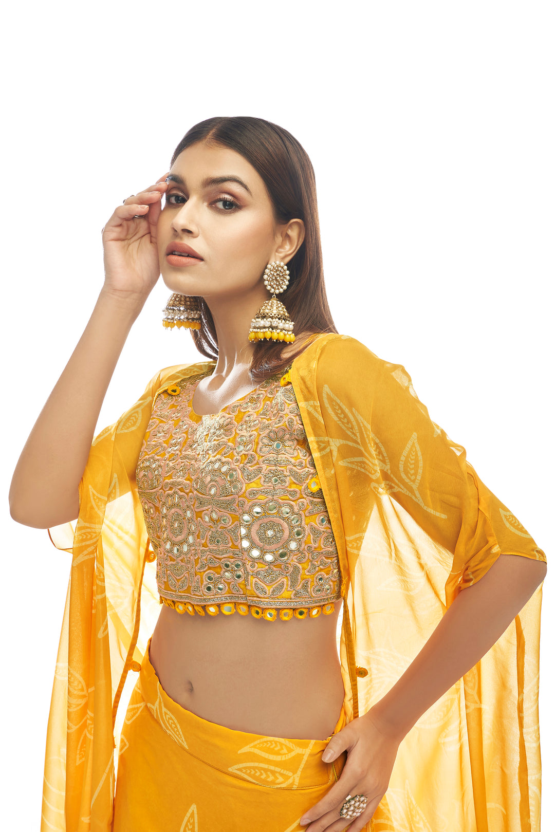 Elegant Yellow Lehenga Choli with Mirror &amp; Dori Work | Indian Ethnic Wear