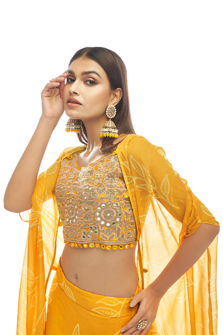 Elegant Yellow Lehenga Choli with Mirror & amp; Dori Work | Indian Ethnic Wear