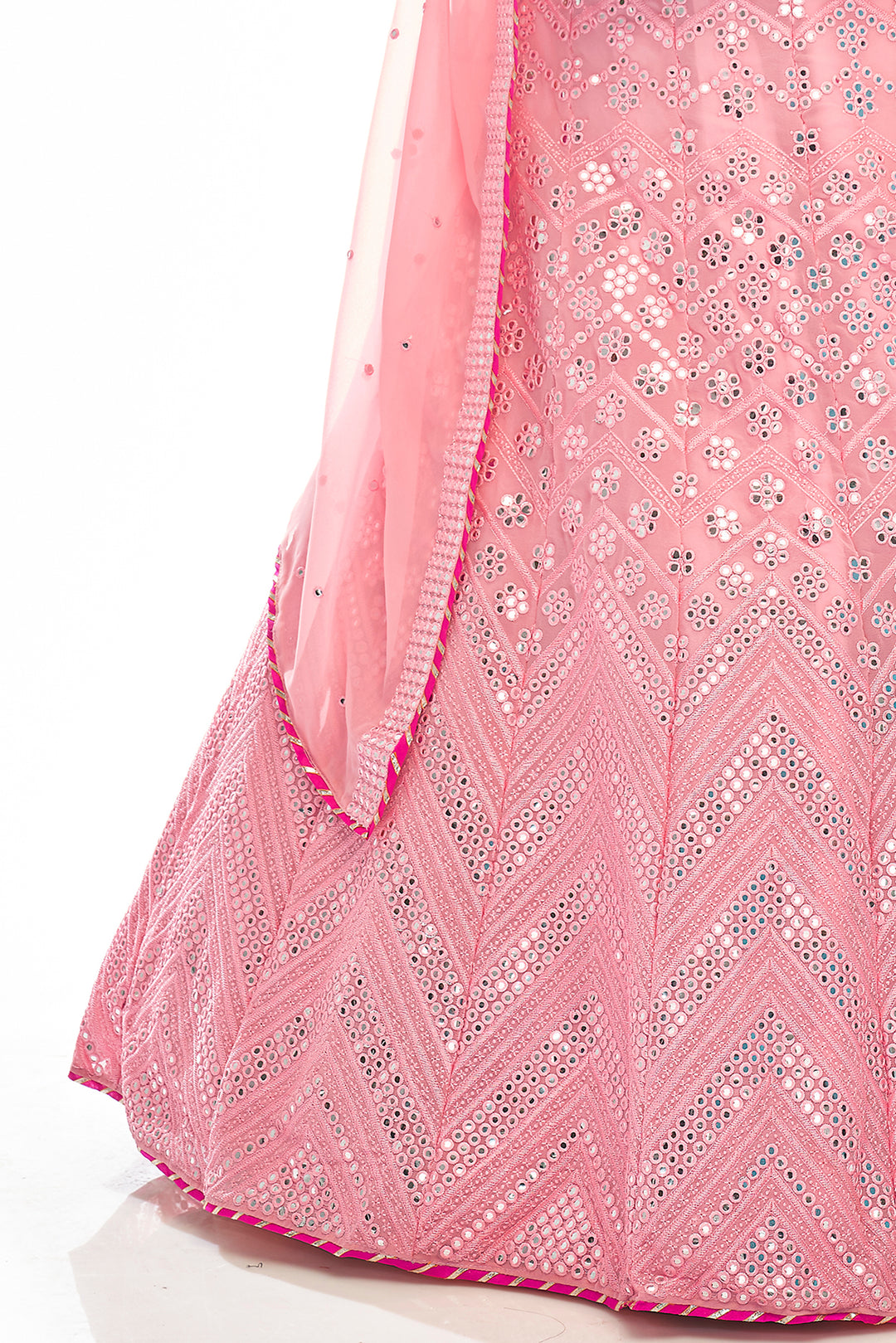 Elegant Pink Lehenga for Wedding | Bridal Lehenga Choli with Mirror Work