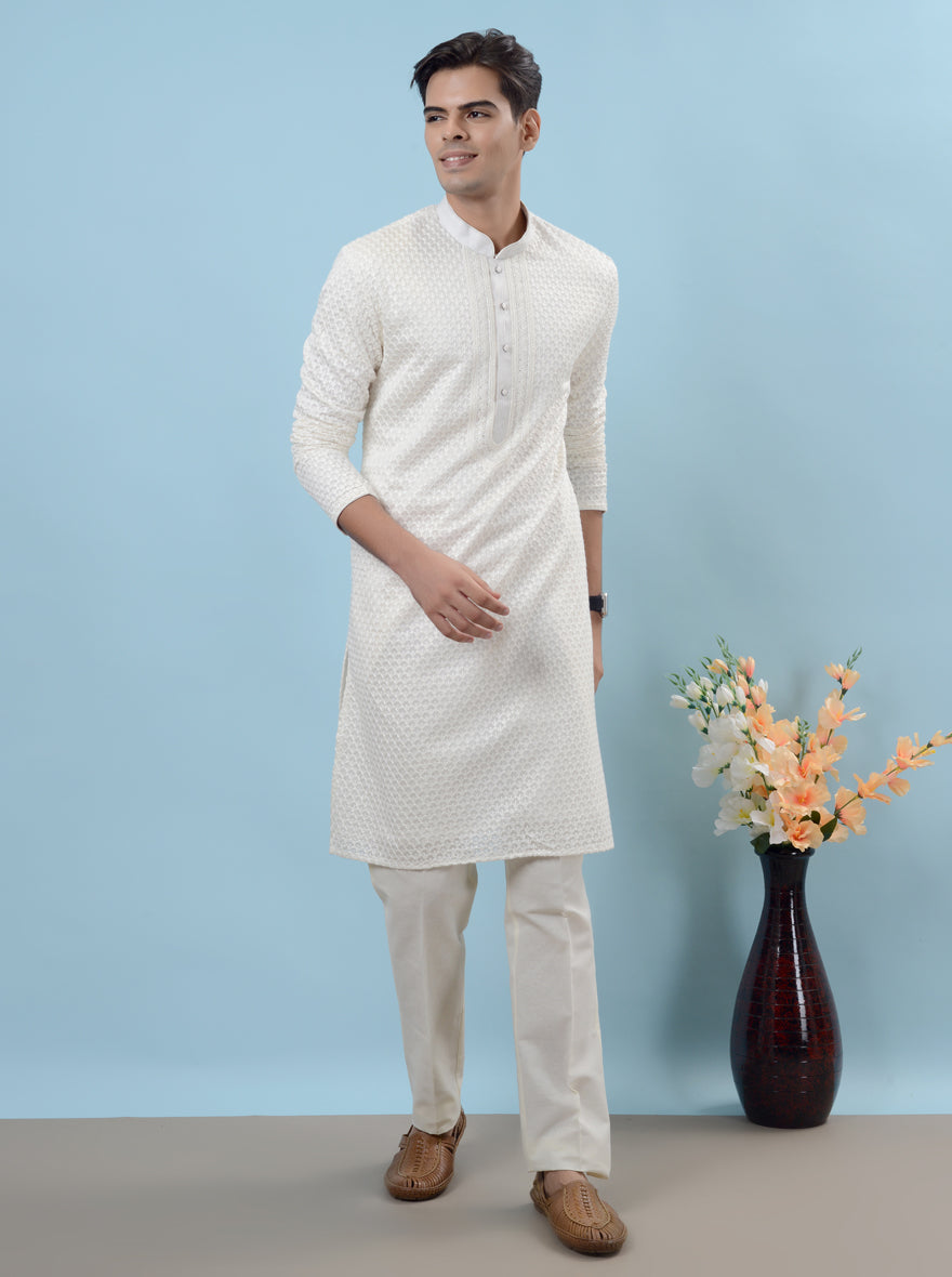 Unique cream kurta pajama designed for modern style and tradition in the USA.