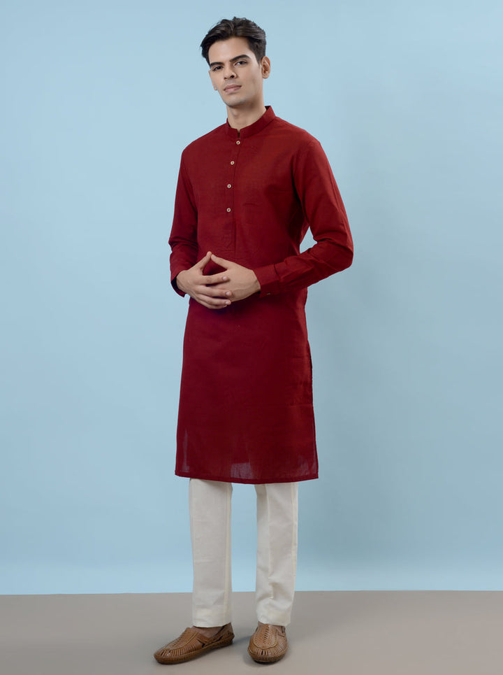 Red kurta pajama for men, combining modern elegance with traditional charm in the USA.