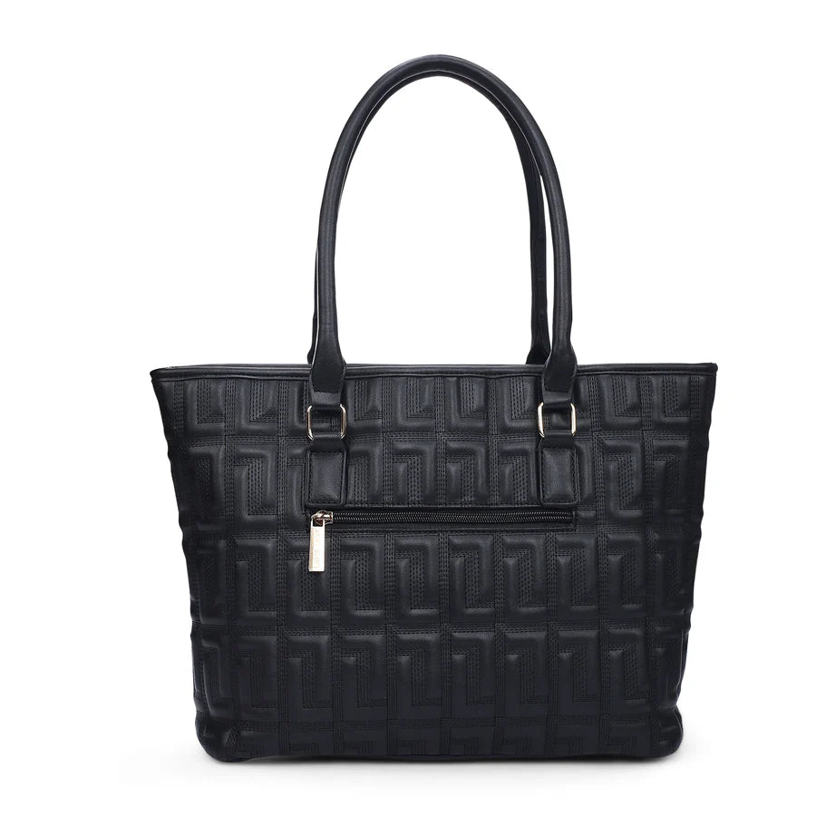 Versatile and stylish, the Lavie Luxe Quilted Black Large Tote is ideal for shopping, work, or any outing, blending fashion and function.