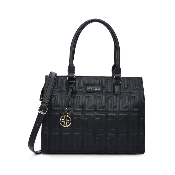 Elevate your fashion with the Lavie Luxe Quilted Black Large Satchel, offering style and practicality for daily use.