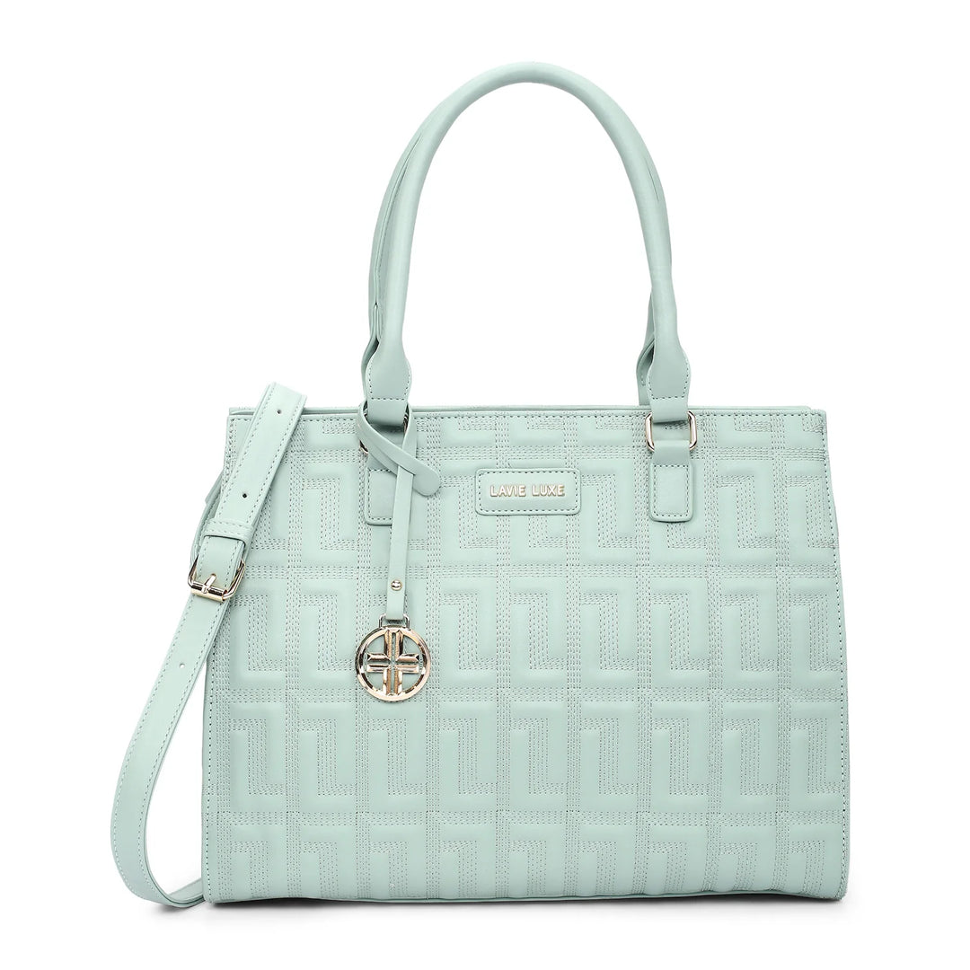 Elevate your style with the Lavie Luxe Quilted Mint Large Satchel, combining chic elegance with practical storage for daily essentials.