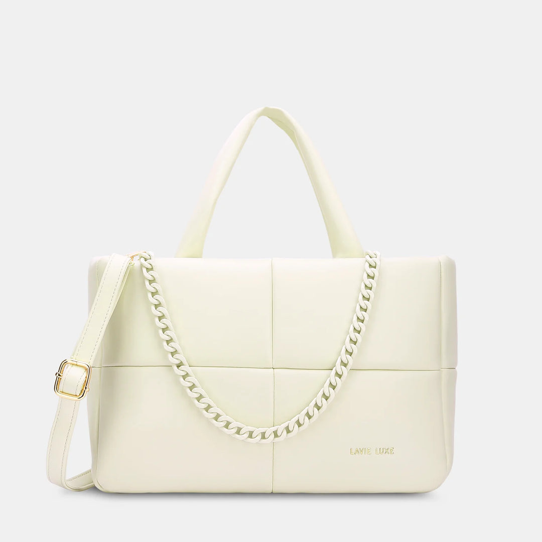 Elevate your style with the Lavie Luxe Puff Off White Small Tote, perfect for modern women who appreciate fashion and practicality.