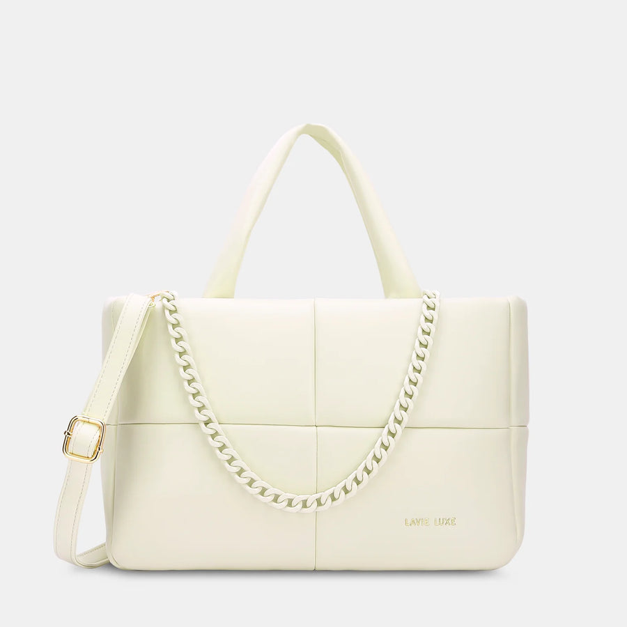 Elevate your style with the Lavie Luxe Puff Off White Small Tote, perfect for modern women who appreciate fashion and practicality.