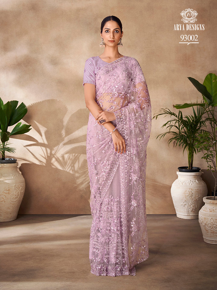 Elegant Georgette Saree with Sequins Work | Thread and Floral Embroidery