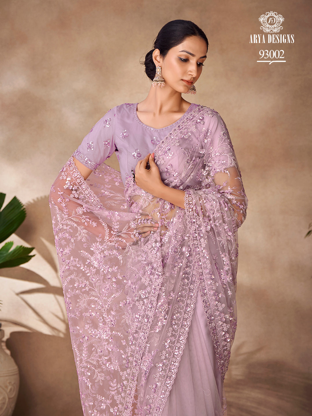 Elegant Georgette Saree with Sequins Work | Thread and Floral Embroidery