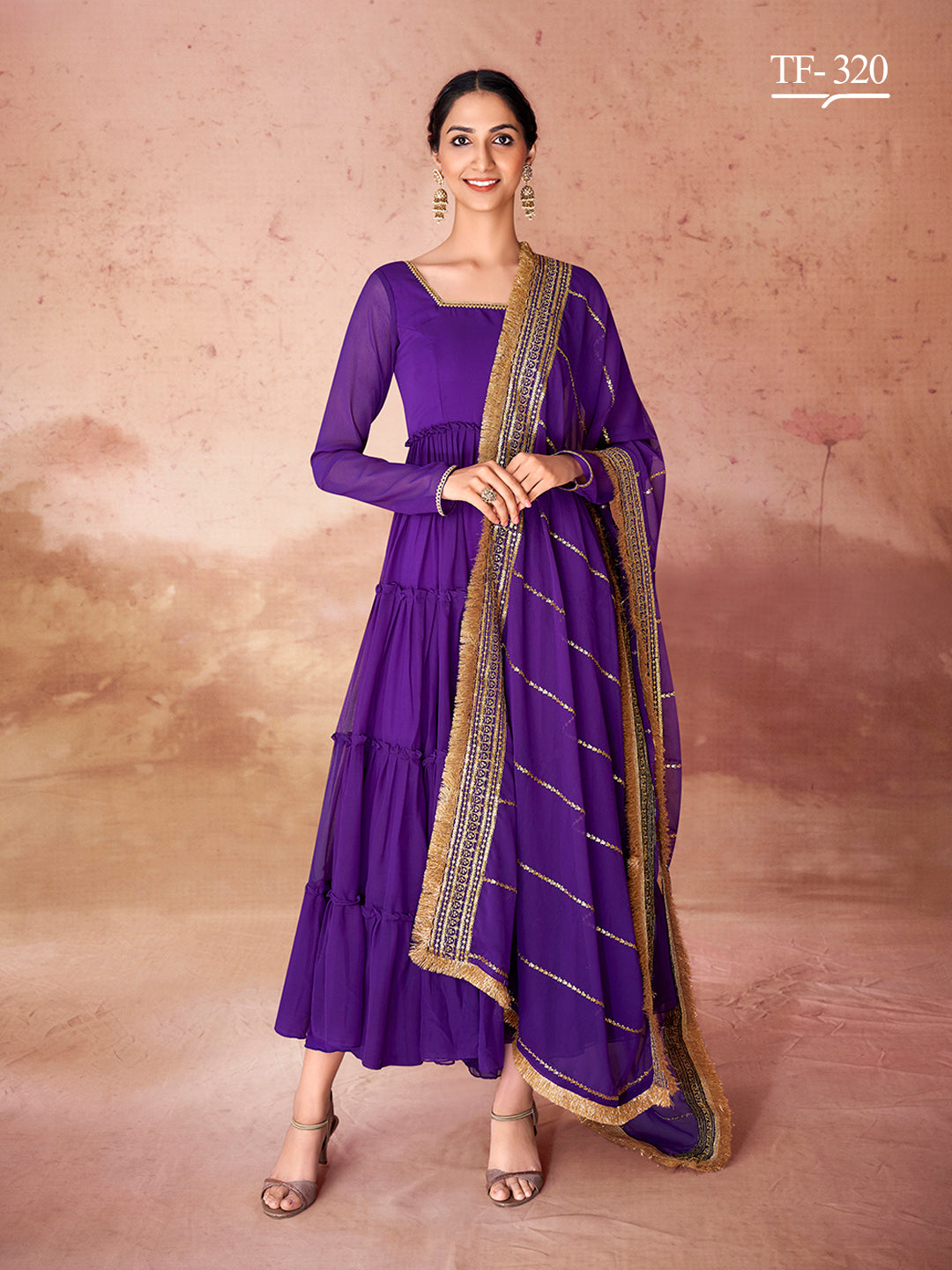 Elegant Violet Sharara Set | Georgette Salwar Suit for Celebrations