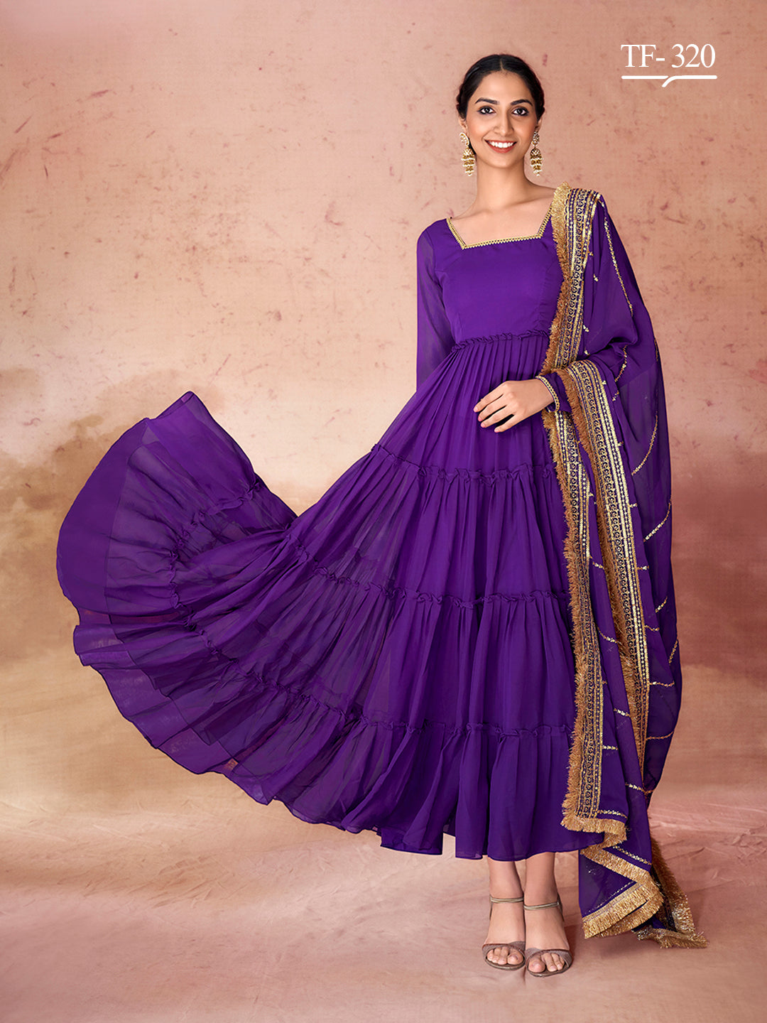 Elegant Violet Sharara Set | Georgette Salwar Suit for Celebrations