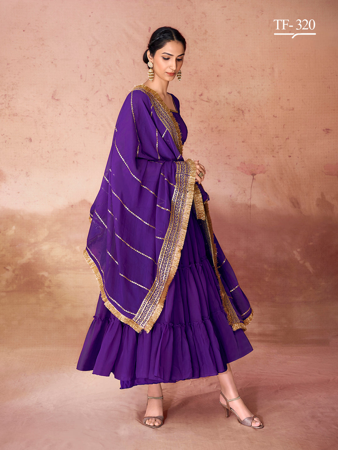 Elegant Violet Sharara Set | Georgette Salwar Suit for Celebrations