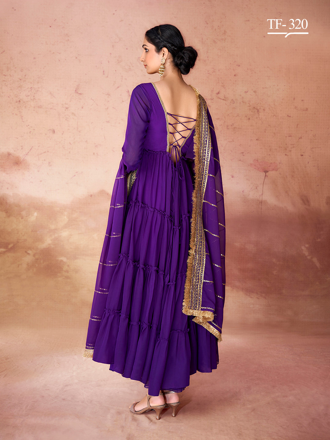 Elegant Violet Sharara Set | Georgette Salwar Suit for Celebrations