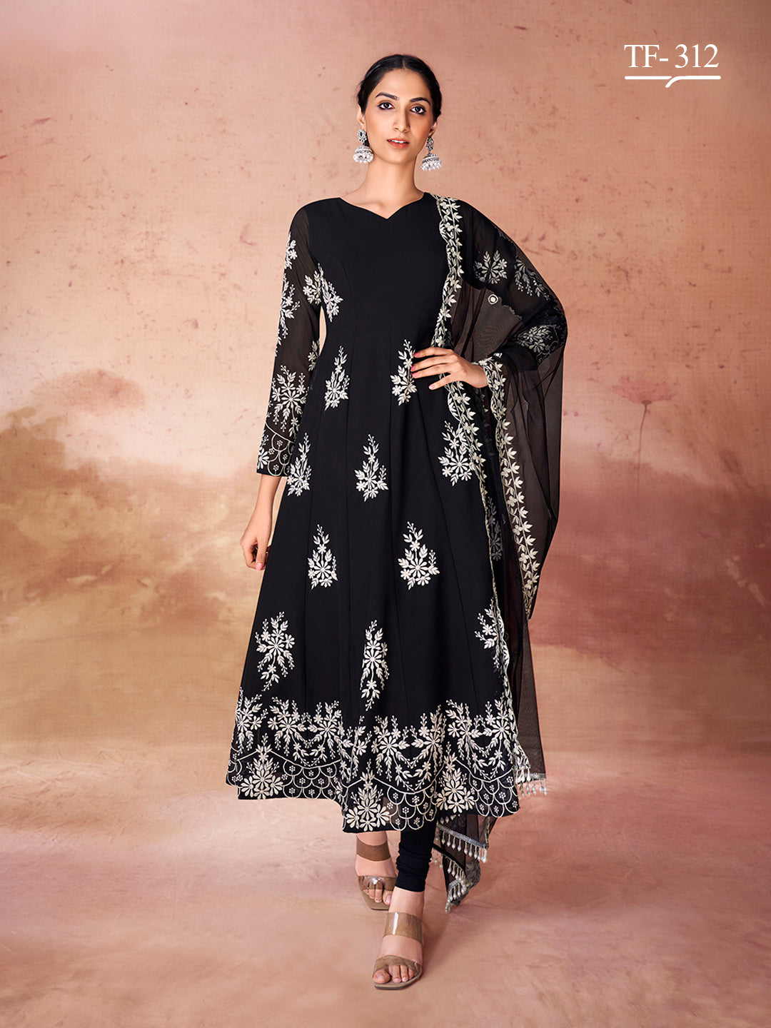 Stylish Black Sharara Set | Georgette Embroidered Salwar Suit