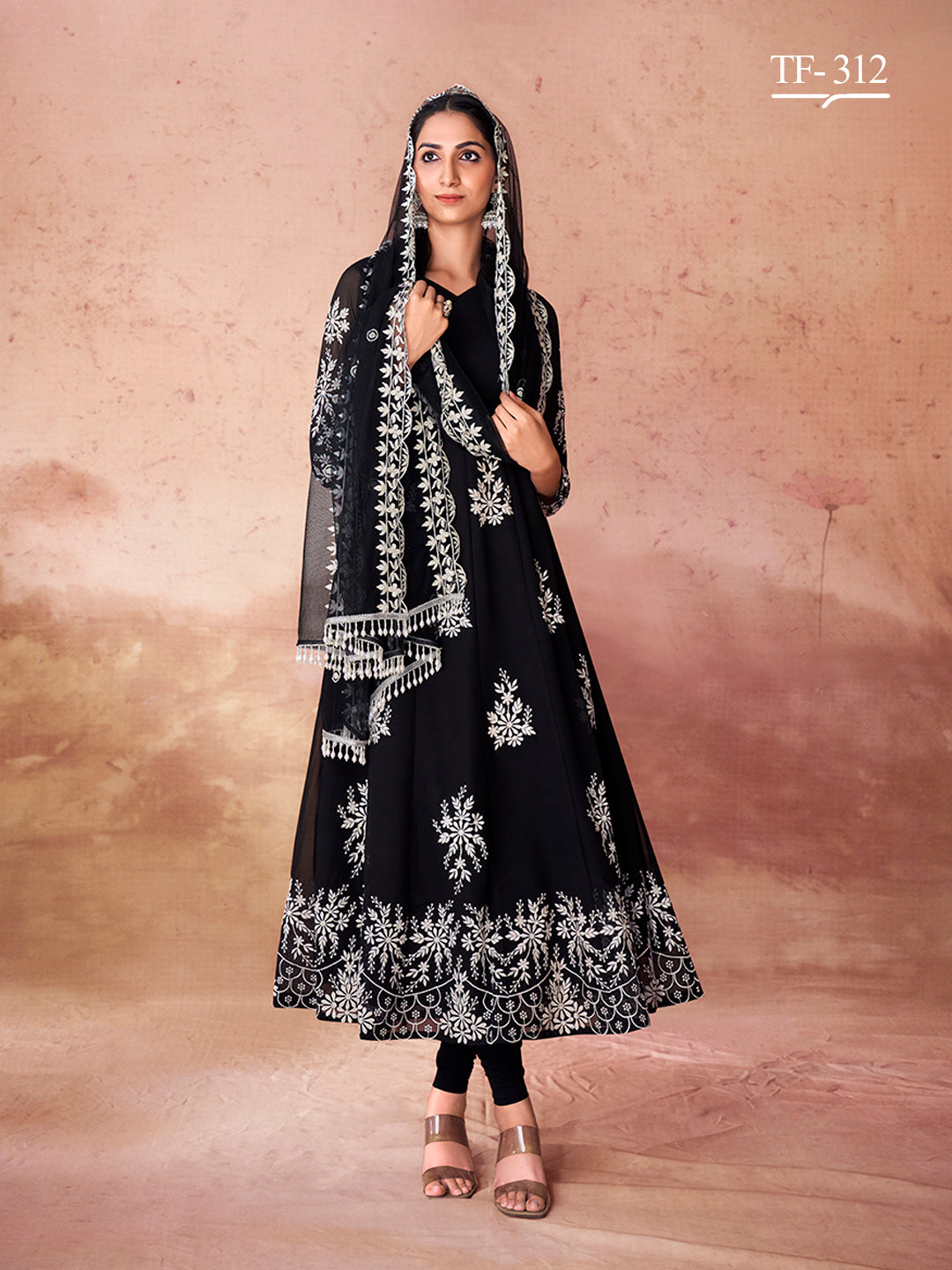 Stylish Black Sharara Set | Georgette Embroidered Salwar Suit