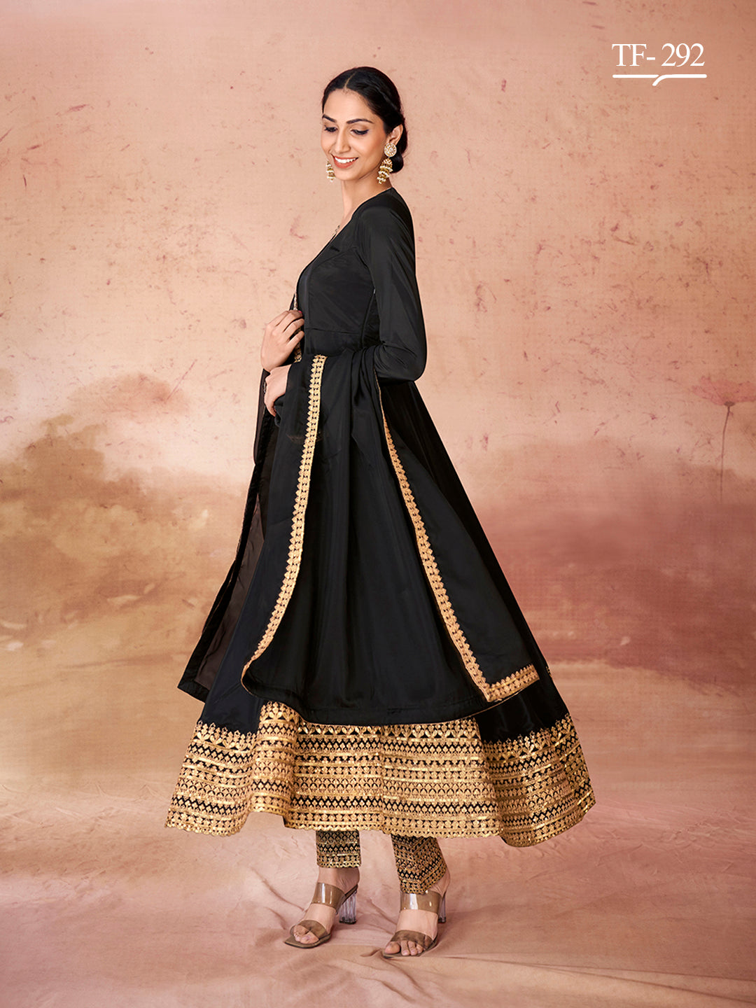 Black Crepe Salwar Kameez | Organza Dupatta Sharara Suit