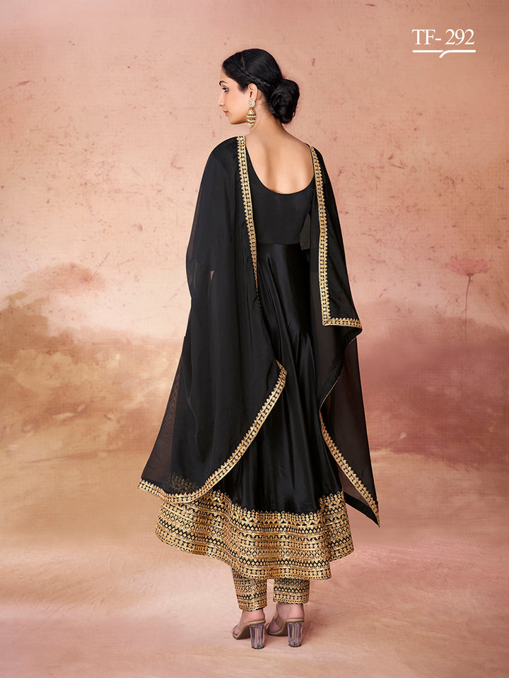 Black Crepe Salwar Kameez | Organza Dupatta Sharara Suit