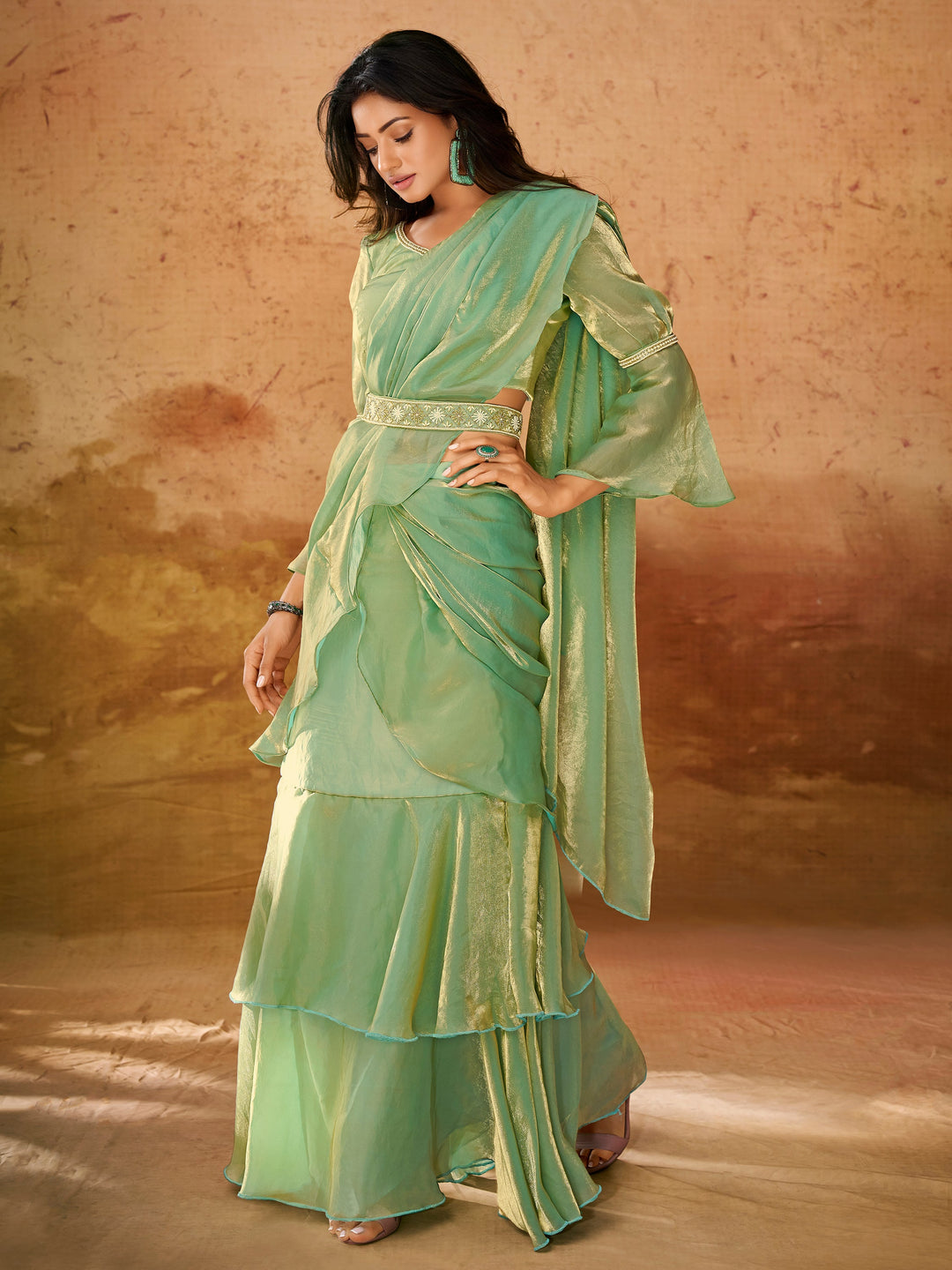 Vibrant color luxurious fabric exclusive attire crafted for elegance and style.