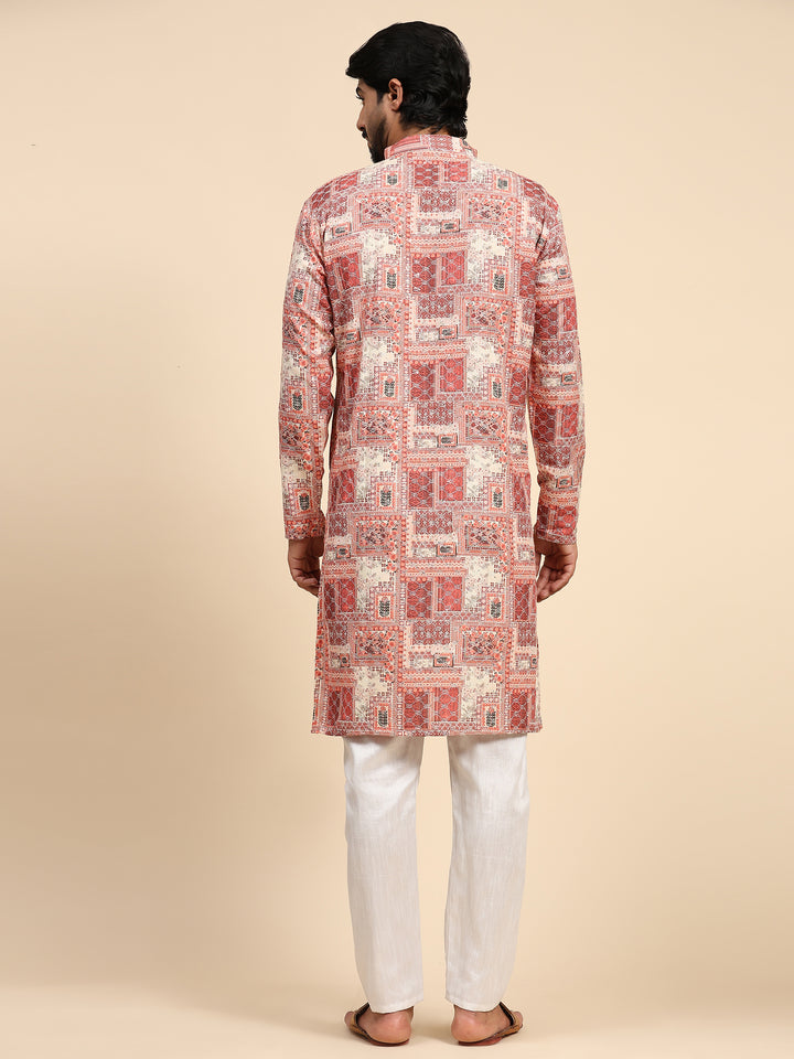 Men's Kurta Set for Mehandi | Silk with Intricate Mirror Work