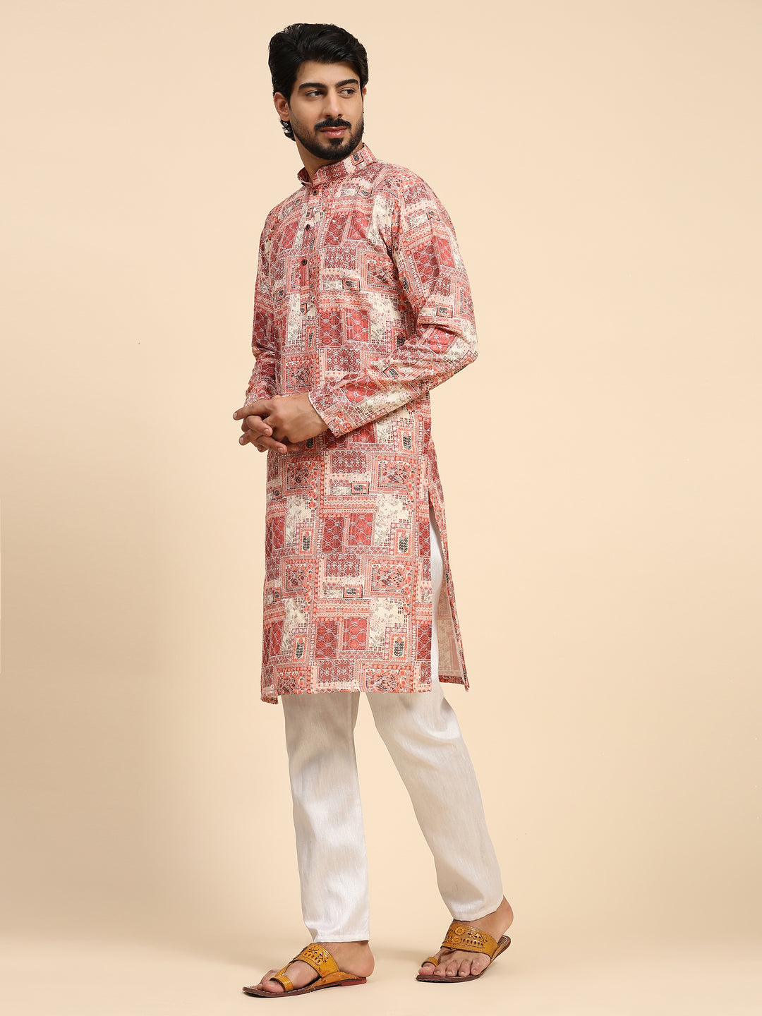 Men's Kurta Set for Mehandi | Silk with Intricate Mirror Work