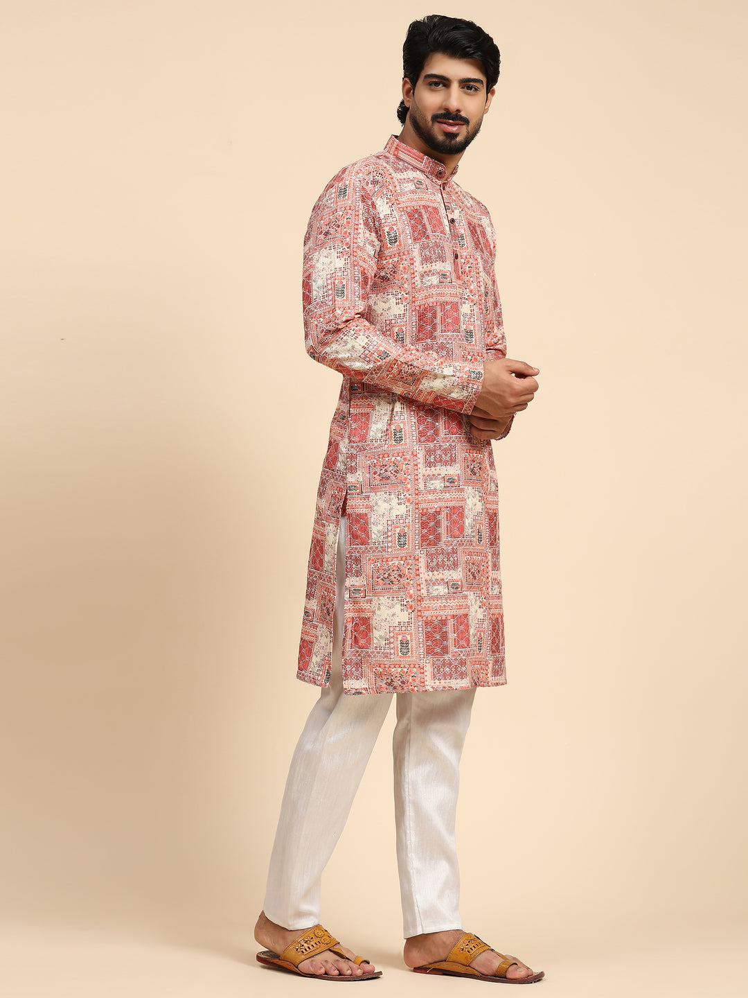 Men's Kurta Set for Mehandi | Silk with Intricate Mirror Work