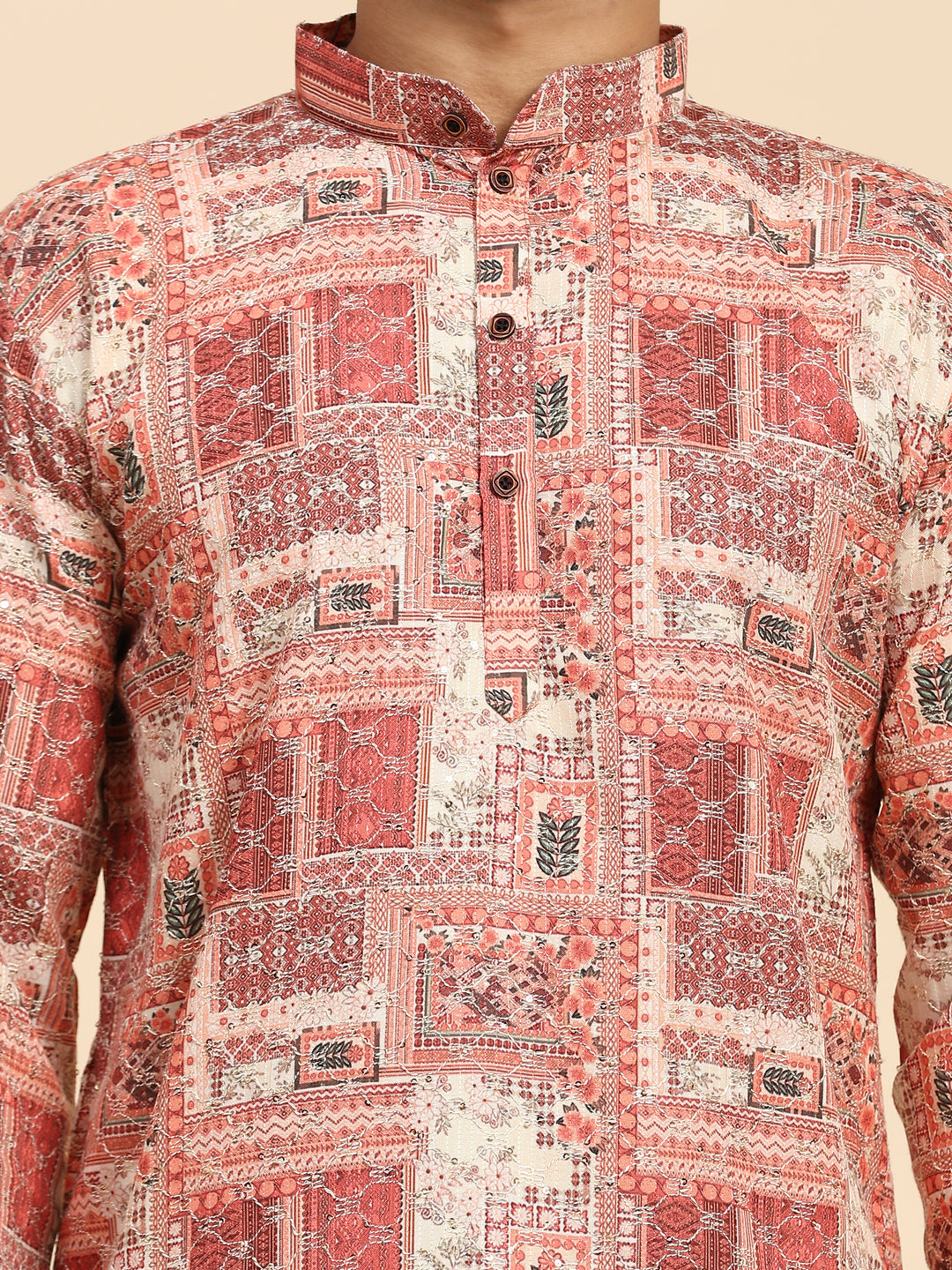 Men's Kurta Set for Mehandi | Silk with Intricate Mirror Work