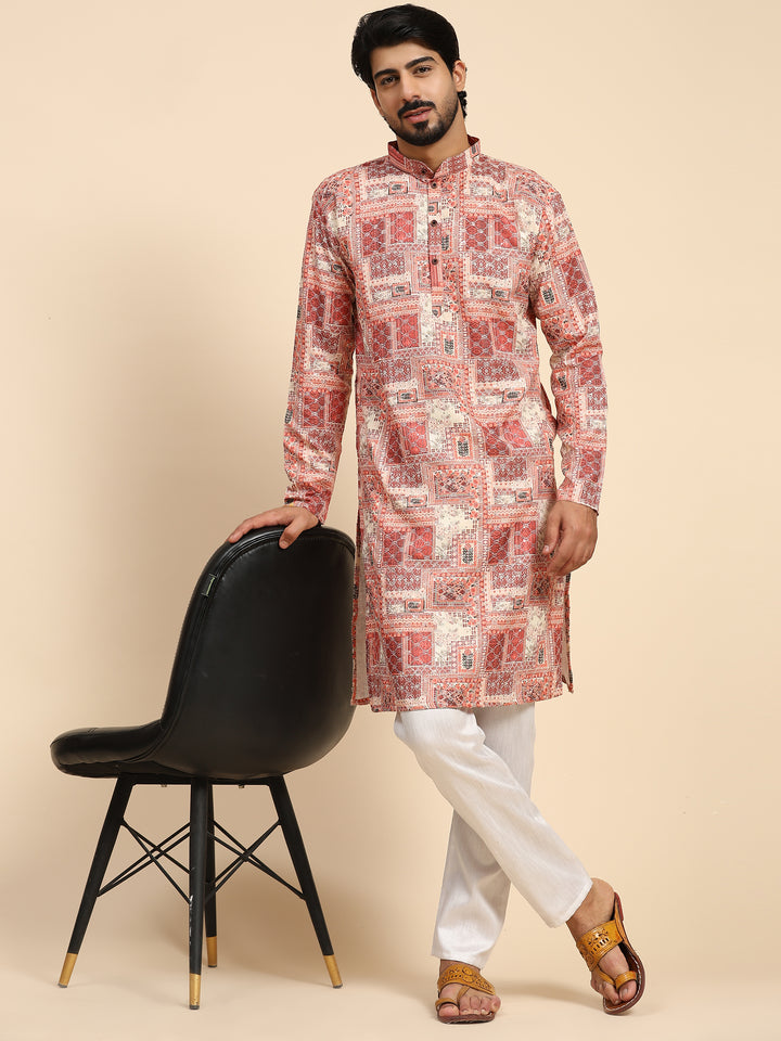 Men's Kurta Set for Mehandi | Silk with Intricate Mirror Work