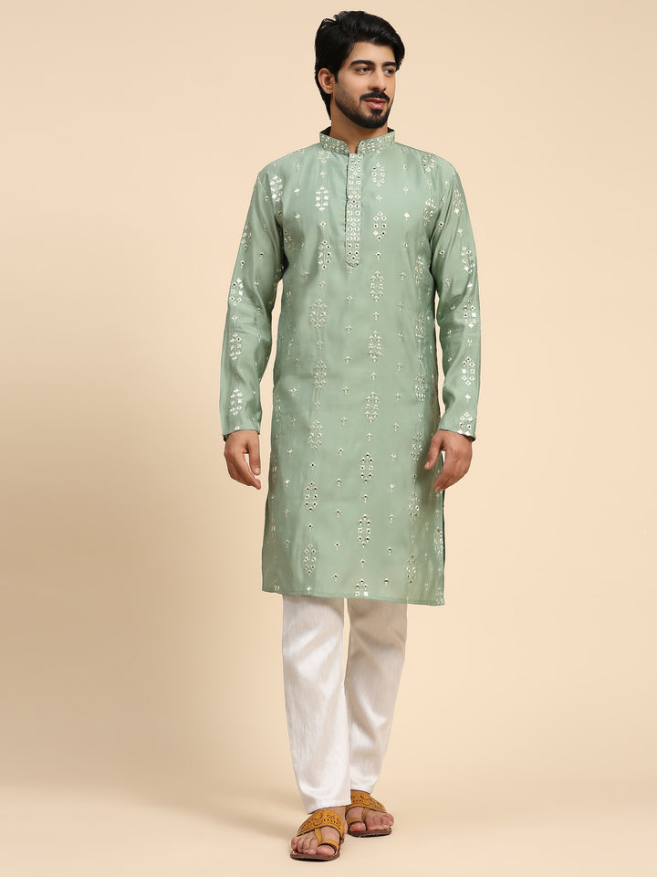 Kurta Set for Men | Mirror Work for Mehandi & Festive Celebrations