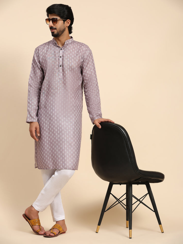 Sophisticated Men's Kurta Set | Printed Motifs for Weddings & Gatherings