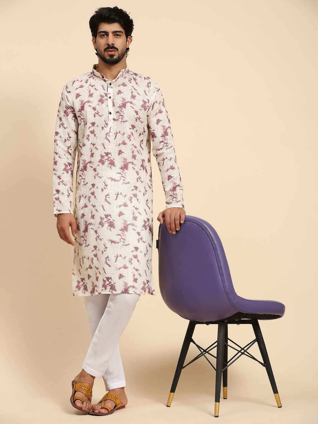 Modern Men's Kurta Set | Tie-Dye Digital Prints for Weddings & Celebrations