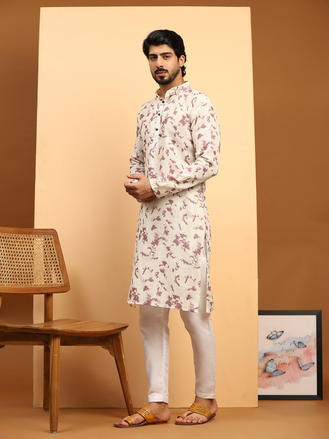 Modern Men's Kurta Set | Tie-Dye Digital Prints for Weddings & Celebrations