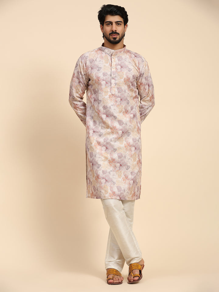 Men's Cotton Kurta Set | Abstract Digital Print for Festive Wear