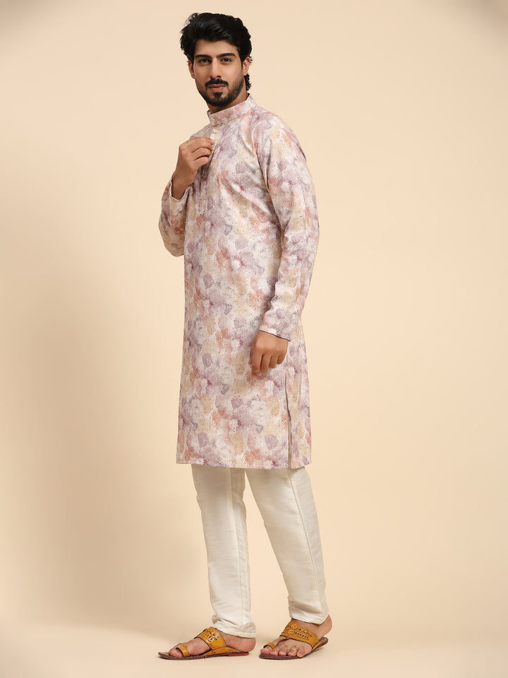 Men's Cotton Kurta Set | Abstract Digital Print for Festive Wear