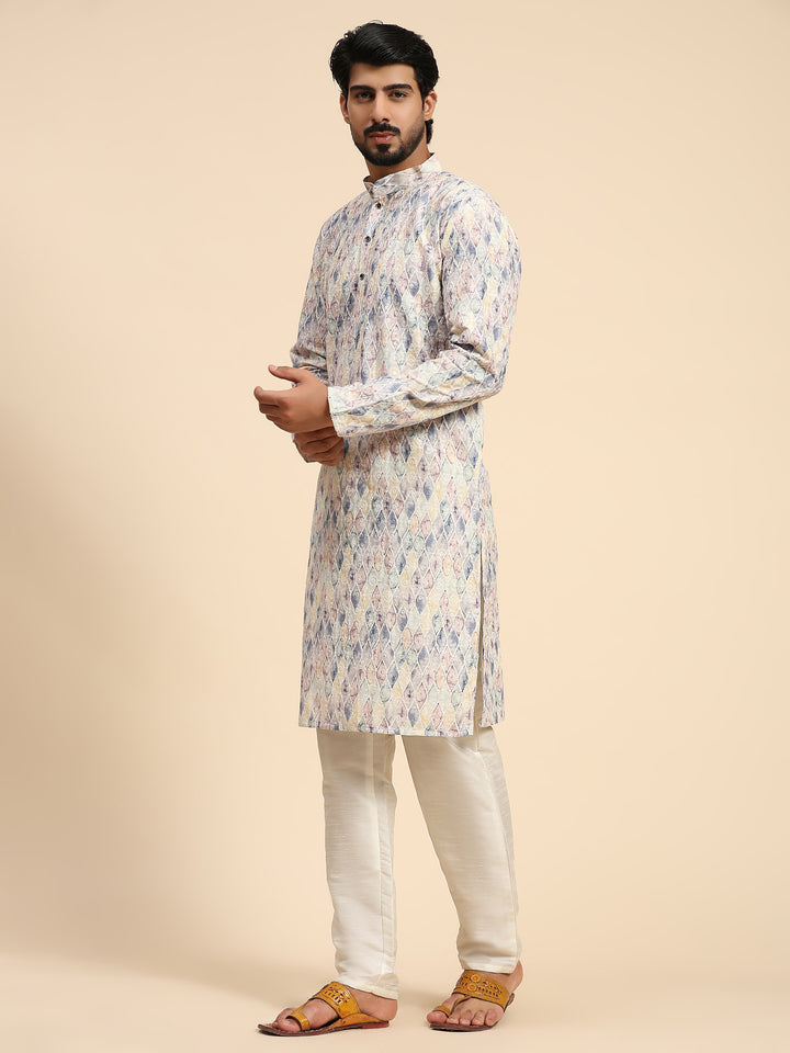 Vibrant Viscose Kurta Set | Digital Print and Sifli Work for Festive Wear