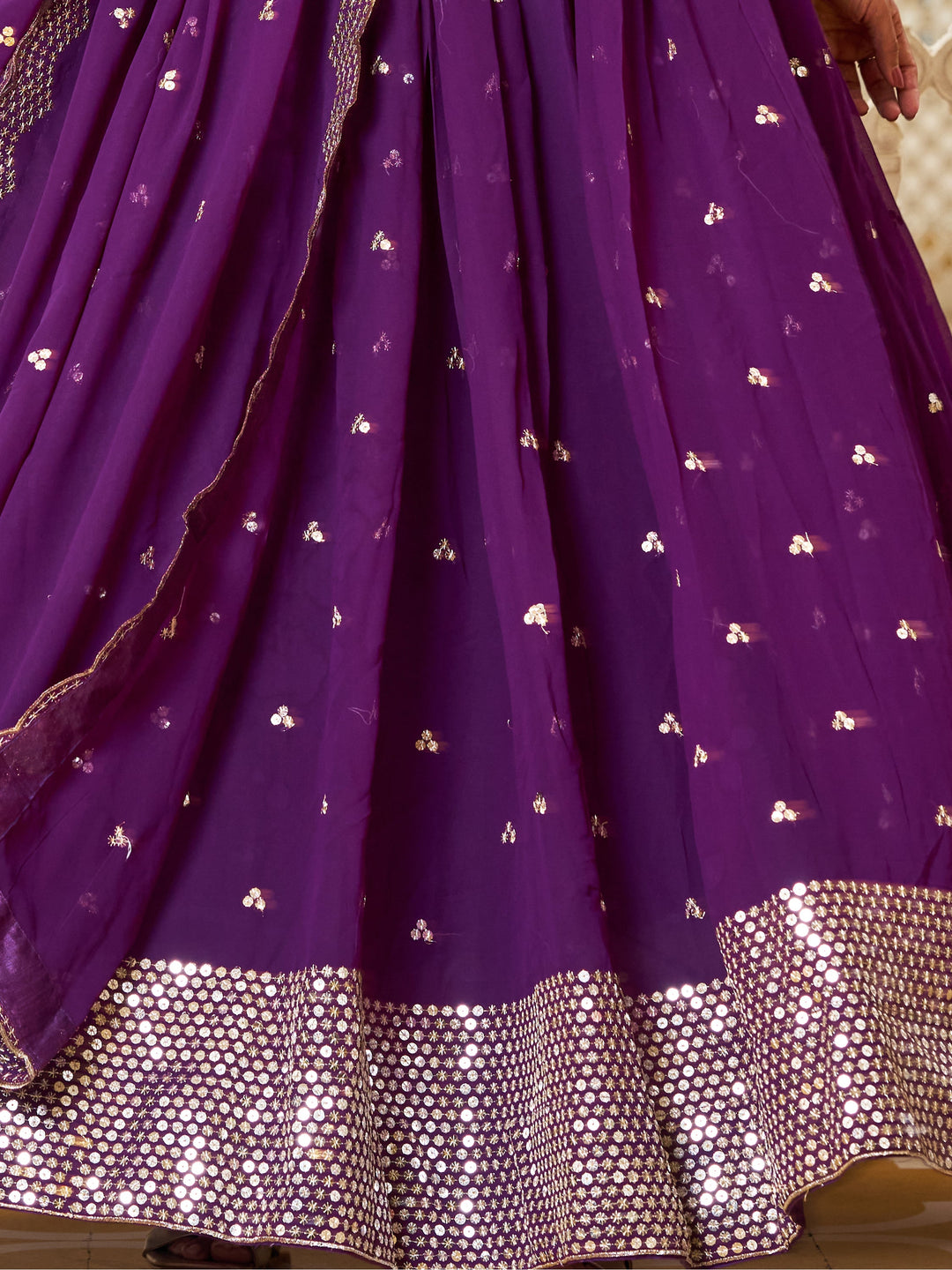 FascinatingÃƒâ€šÃ‚Â Purple Sequins Georgette Festival Wear Lehenga Choli