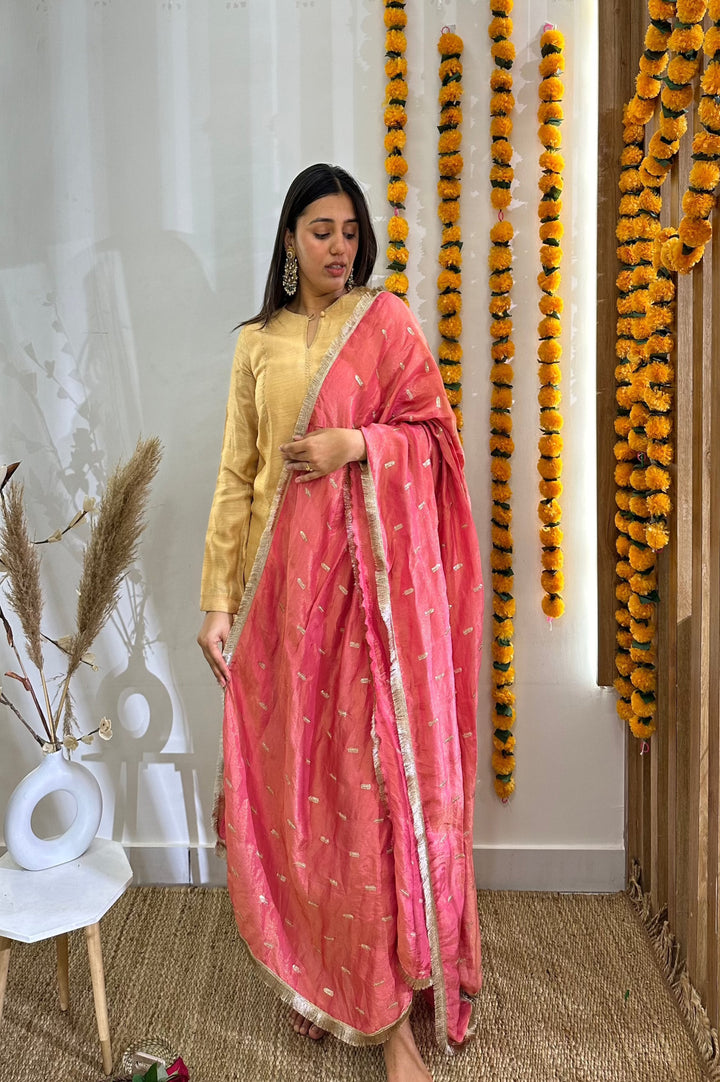 Beautiful beige and blush pink suit set with a subtle design for modern elegance.