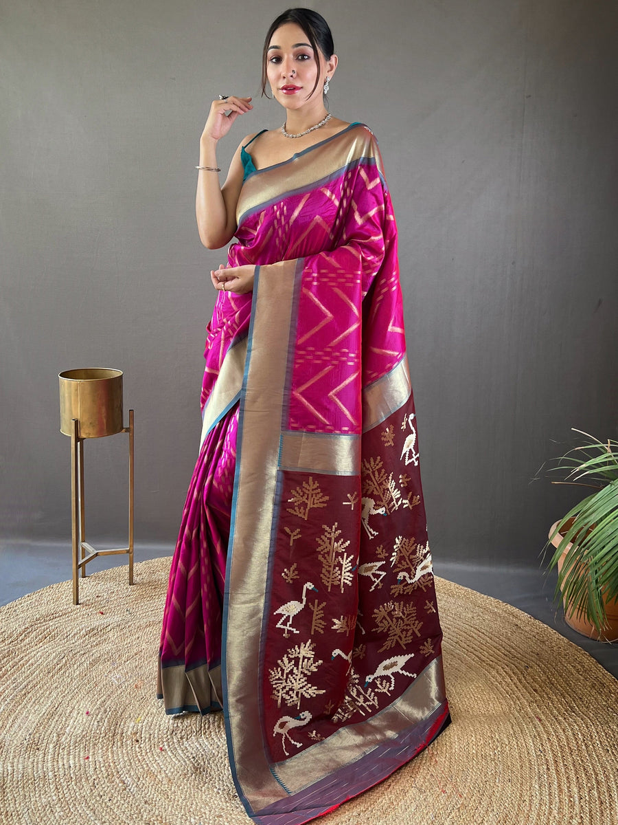 Pink silk saree crafted for elegance and style.