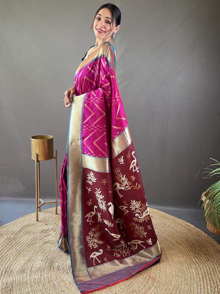 Vibrant color luxurious fabric exclusive attire crafted for elegance and style.