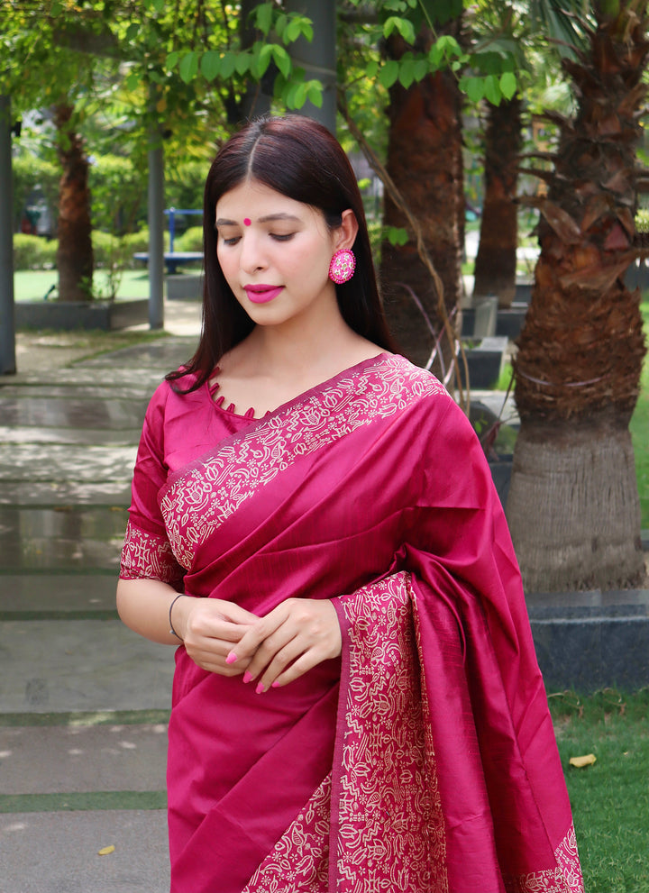 Gorgeous {color} Indian sari in raw silk, a perfect blend of tradition and style for any celebration.