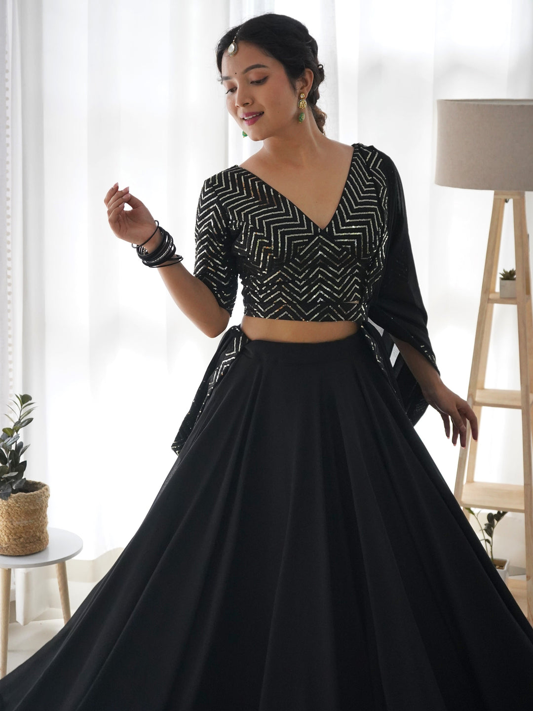 Gorgeous Black Georgette Festival Wear Lehenga Choli With Dupatta