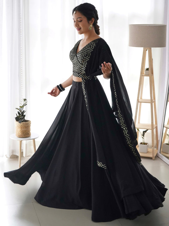 Gorgeous Black Georgette Festival Wear Lehenga Choli With Dupatta