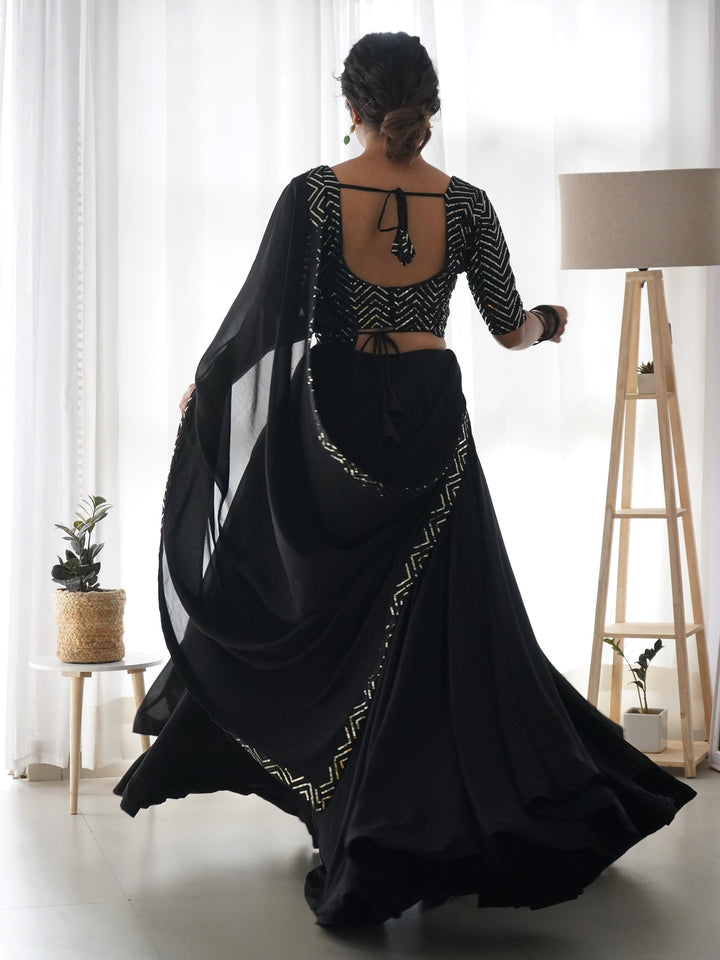 Gorgeous Black Georgette Festival Wear Lehenga Choli With Dupatta