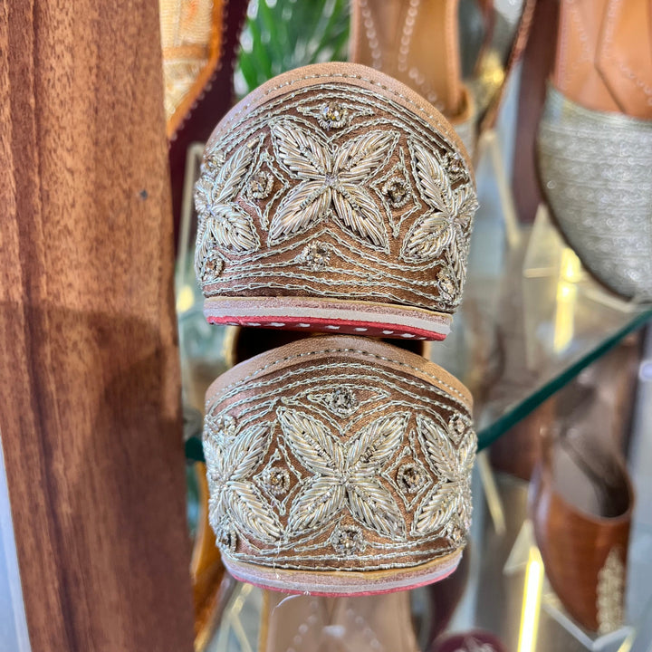 Golden Heritage Juttis | Handcrafted Leather with Intricate Gold Threadwork