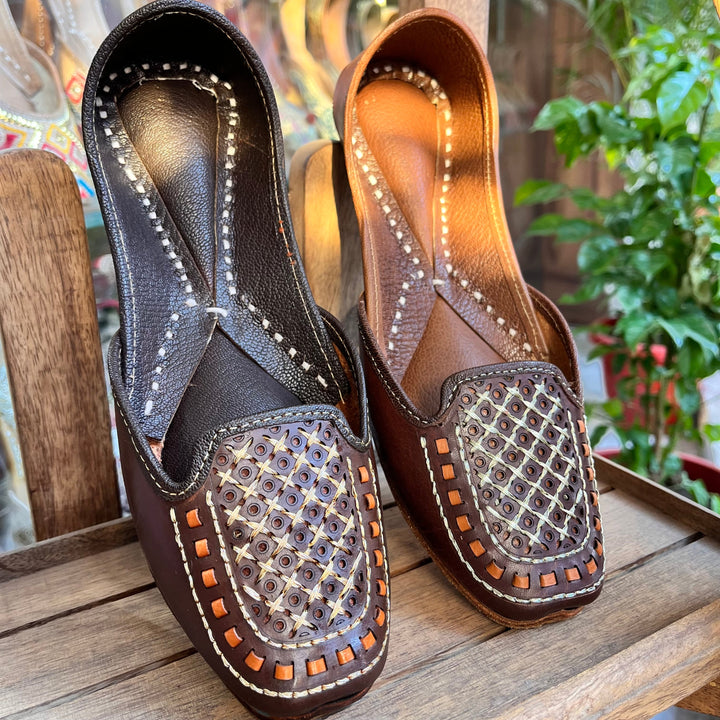 Mehfil Leather Juttis | Stylish Handcrafted Footwear with Intricate Cutwork